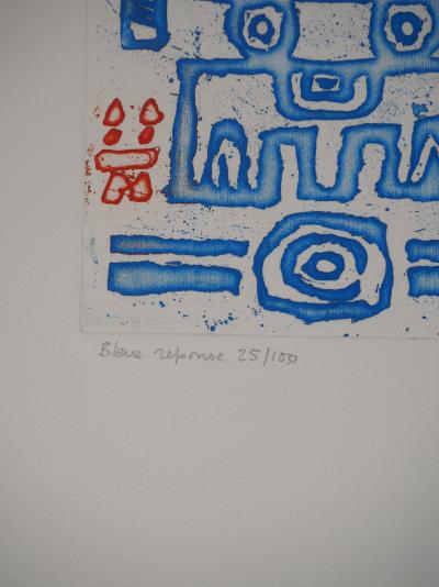 Jacques SOISSON : Réponse en bleu, Gravure originale signée 2