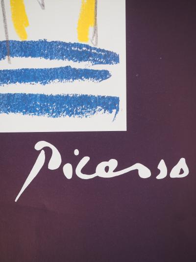 Pablo PICASSO: Picasso mit einer Zigarette, Originales Vintage-Plakat signiert 2