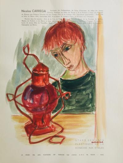 Nicolas CARREGA - Nature morte, 1954  - Aquarelle signée 2