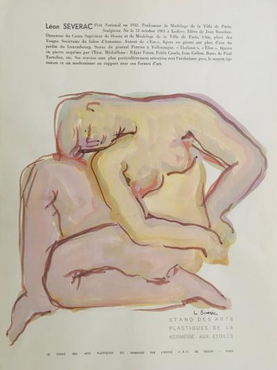 Léon SEVERAC - Nu, 1954 - Gouache signée 2