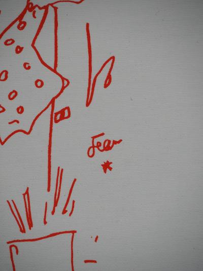Jean COCTEAU : Portrait de Colette  -  Lithographie Originale Signée 2