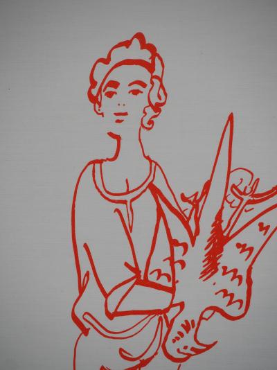 Jean COCTEAU : La bouchère -  Lithographie Originale Signée 2