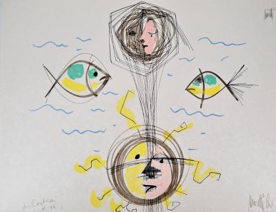 Raymond MORETTI et Jean COCTEAU : La Terre et le Soleil, Lithographie originale signée 2