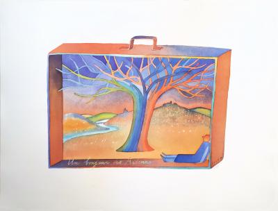 Jean-Michel FOLON : Un bonjour des Ardennes - Offset-Lithographie, signée 2