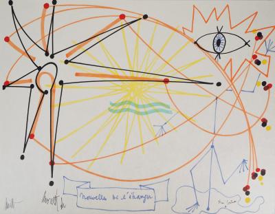 Raymond MORETTI and Jean COCTEAU: News from abroad, Original signed lithograph 2