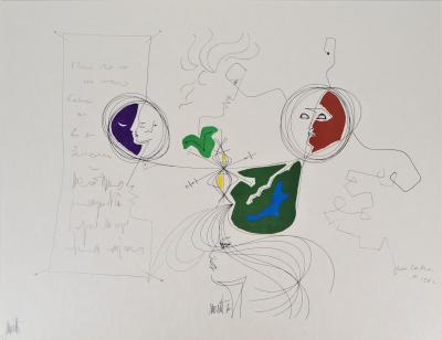 Raymond MORETTI et Jean COCTEAU : La rencontre des deux esprits, Lithographie originale signée 2