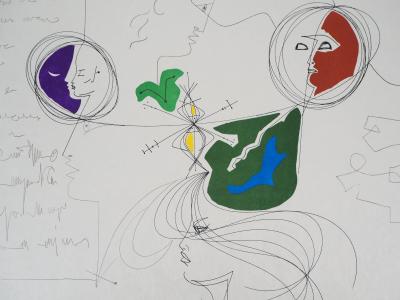 Raymond MORETTI et Jean COCTEAU : La rencontre des deux esprits, Lithographie originale signée 2
