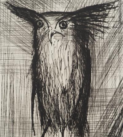 Bernard BUFFET : La chouette, Gravure originale 2