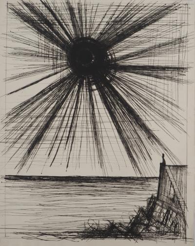 Bernard BUFFET : Solitude au Soleil sombre, Gravure originale 2