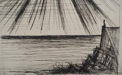 Bernard BUFFET : Solitude au Soleil sombre, Gravure originale 2