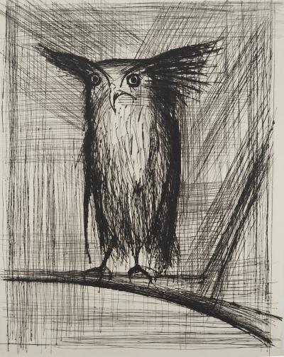 Bernard BUFFET : La chouette, Gravure originale 2