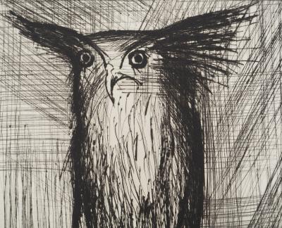 Bernard BUFFET : La chouette, Gravure originale 2