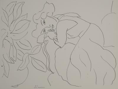 Henri MATISSE : Portrait à la plante, Lithographie signée 2