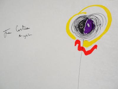 Raymond MORETTI et Jean COCTEAU : Visages et poissons, Lithographie originale signée 2