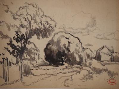Maximilien LUCE : Le chemin de campagne, Dessin original signé 2