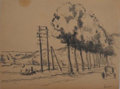 Maximilien LUCE : Pause au bord du sentier, Dessin original signé 2