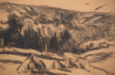 Maximilien LUCE : Les meules de foin, Dessin original signé 2