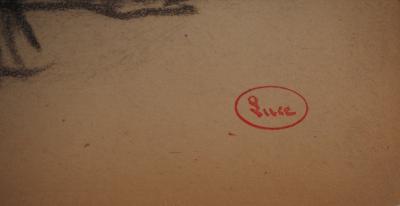 Maximilien LUCE: The two cypresses, Original signed drawing 2