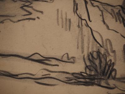 Maximilien LUCE: The two cypresses, Original signed drawing 2