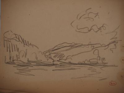Maximilien LUCE : La plaine, Dessin original signé 2