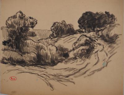 Maximilien LUCE : Sentier à flanc de coteau, Dessin original signé 2