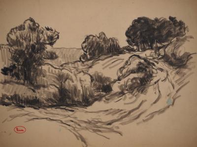 Maximilien LUCE : Sentier à flanc de coteau, Dessin original signé 2
