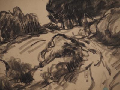 Maximilien LUCE : Sentier à flanc de coteau, Dessin original signé 2