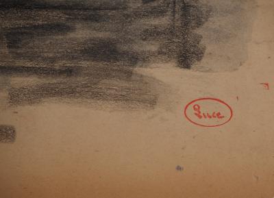 Maximilien LUCE : L’automne au bord du lac, Dessin original signé 2