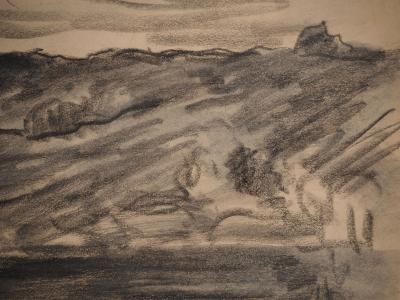 Maximilien LUCE : L’automne au bord du lac, Dessin original signé 2