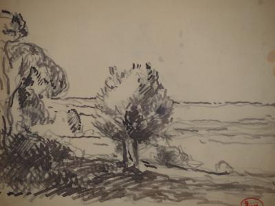 Maximilien LUCE : Vue depuis la forêt, Dessin original signé 2