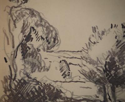 Maximilien LUCE : Vue depuis la forêt, Dessin original signé 2