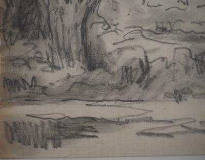 Maximilien LUCE : Le village vu depuis la forêt, Dessin original signé 2