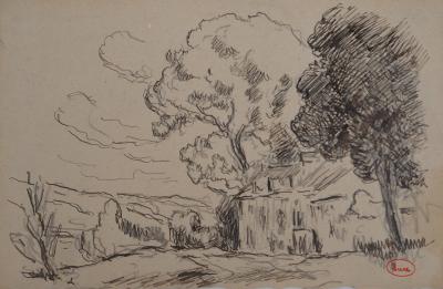 Maximilien LUCE : La maison de campagne, Dessin original signé 2
