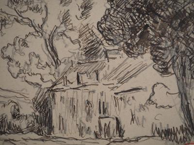 Maximilien LUCE : La maison de campagne, Dessin original signé 2