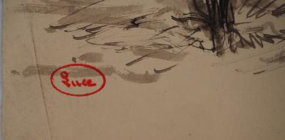 Maximilien LUCE : Paysage d'hiver, Dessin original signé 2