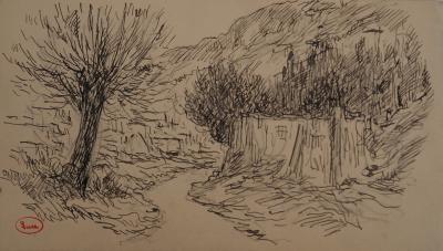 Maximilien LUCE : Ruisseau du village, Dessin original signé 2