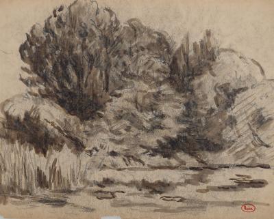 Maximilien LUCE: Borde del claro, Dibujo original firmado 2