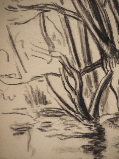 Maximilien LUCE : Bord de rivière, Dessin original signé 2