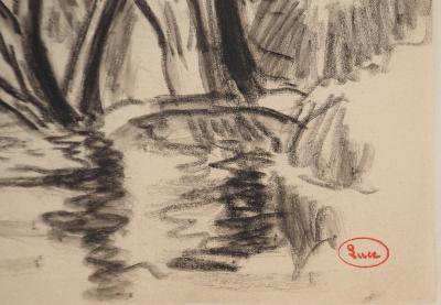 Maximilien LUCE : Bord de rivière, Dessin original signé 2