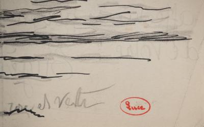Maximilien LUCE : Végétation en bord de mer, Dessin original signé 2