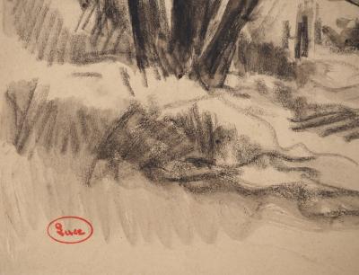 Maximilien LUCE : Entrée du sous bois, Dessin original signé 2