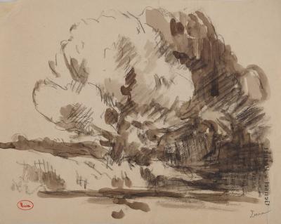 Maximilien LUCE : Nature aux grands arbres, Dessin original signé 2
