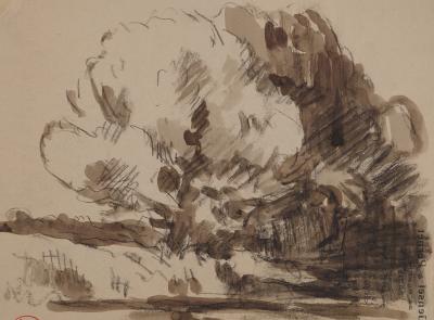 Maximilien LUCE : Nature aux grands arbres, Dessin original signé 2