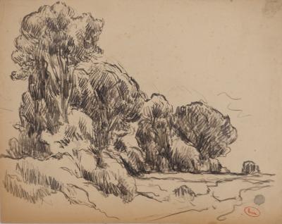 Maximilien LUCE : La plaine, Dessin original signé 2