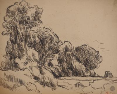 Maximilien LUCE : La plaine, Dessin original signé 2