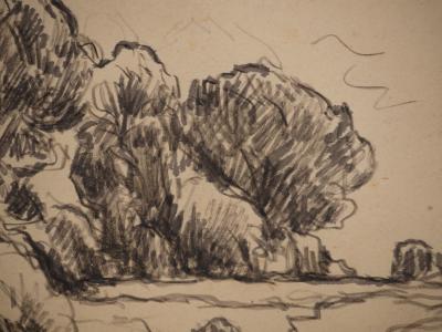 Maximilien LUCE : La plaine, Dessin original signé 2