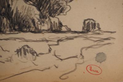 Maximilien LUCE : La plaine, Dessin original signé 2