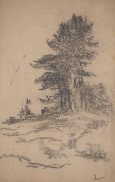 Maximilien LUCE : Paysage dans la brume, Dessin original signé 2
