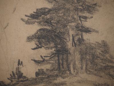 Maximilien LUCE : Paysage dans la brume, Dessin original signé 2