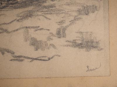 Maximilien LUCE : Paysage dans la brume, Dessin original signé 2